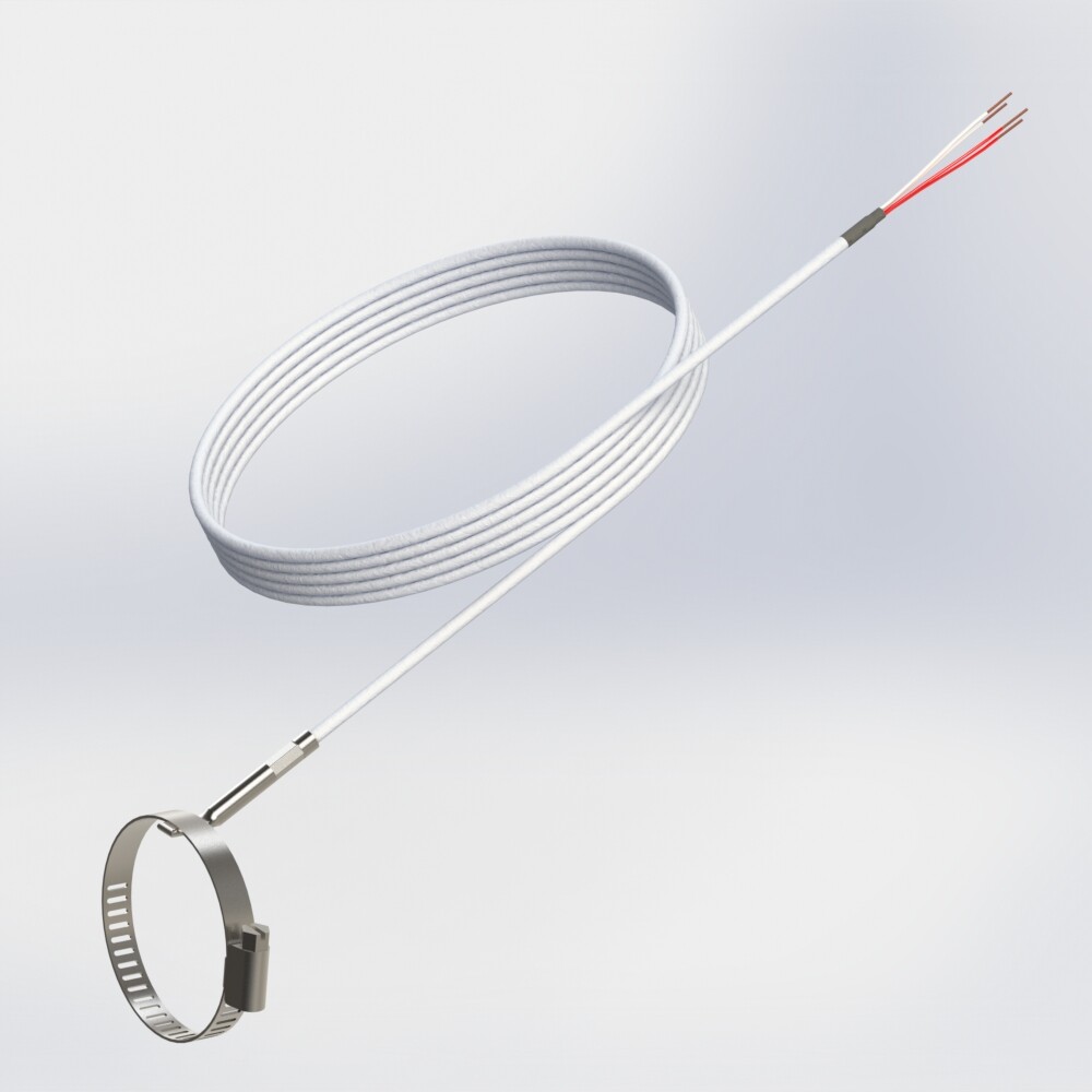 capteur à résistance protecteur rigide à câble avec collier réglable de fixation pour tuyauterie