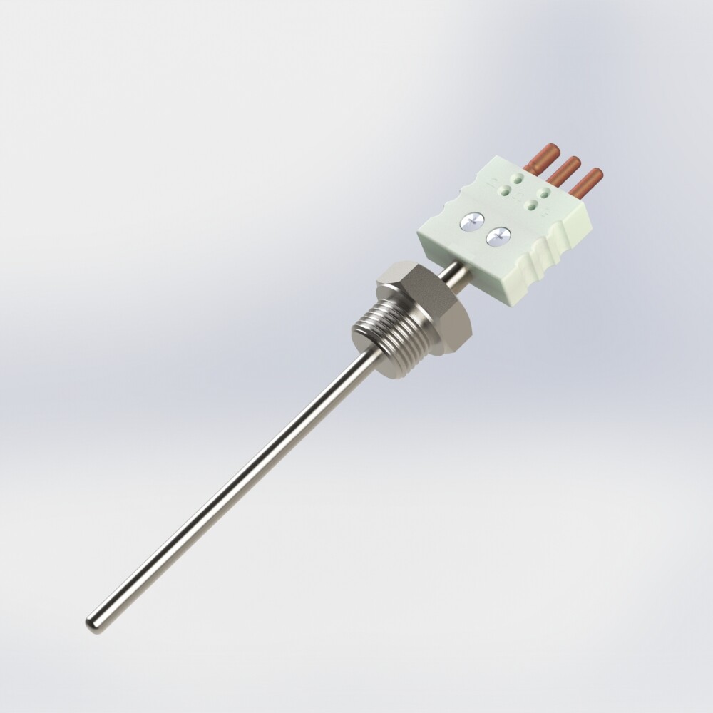 resistance thermometer rigid protector with male thread connection BSPP and connector