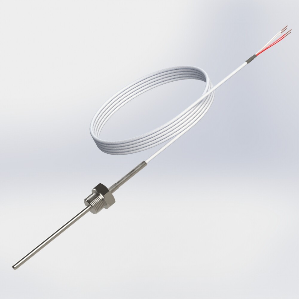resistance thermometer with cable rigid protector and male thread connection BSPP