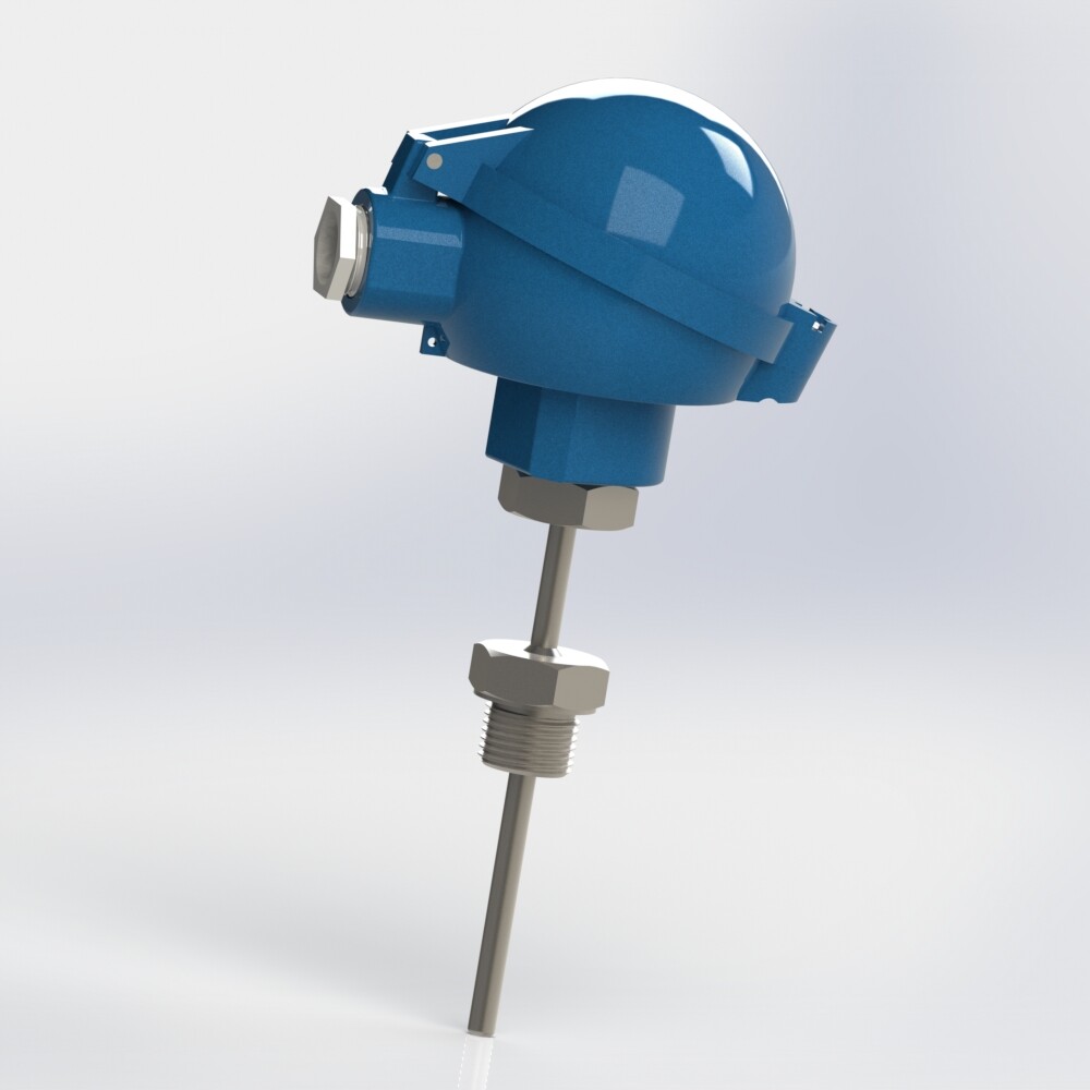 resistance thermometer rigid protector with extension and male thread connection BSPP