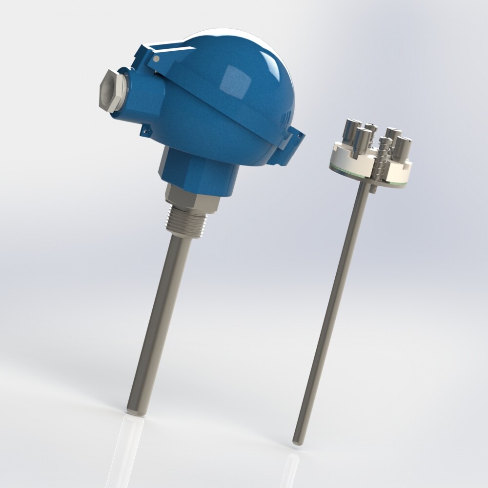 resistance thermometer with protector and male thread connection BSPP