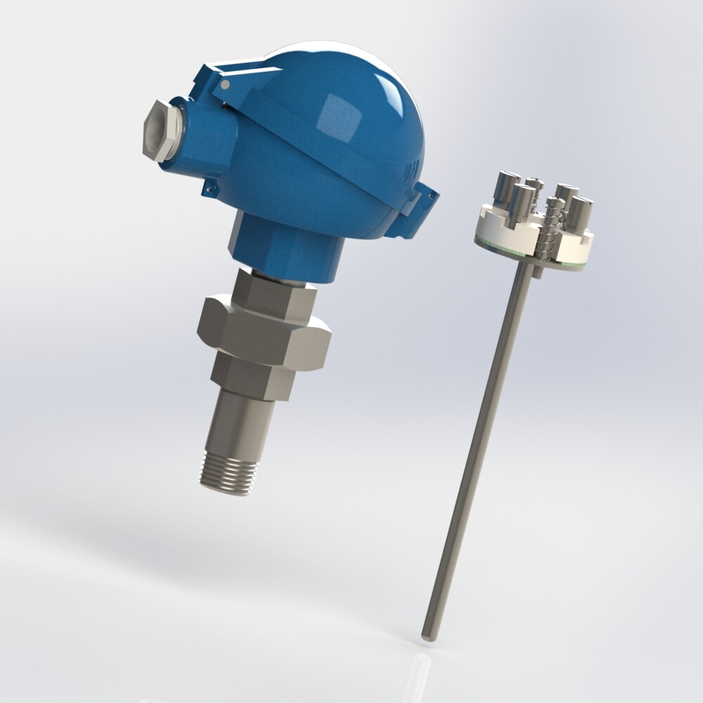 resistance thermometer for additional thermowell with extension