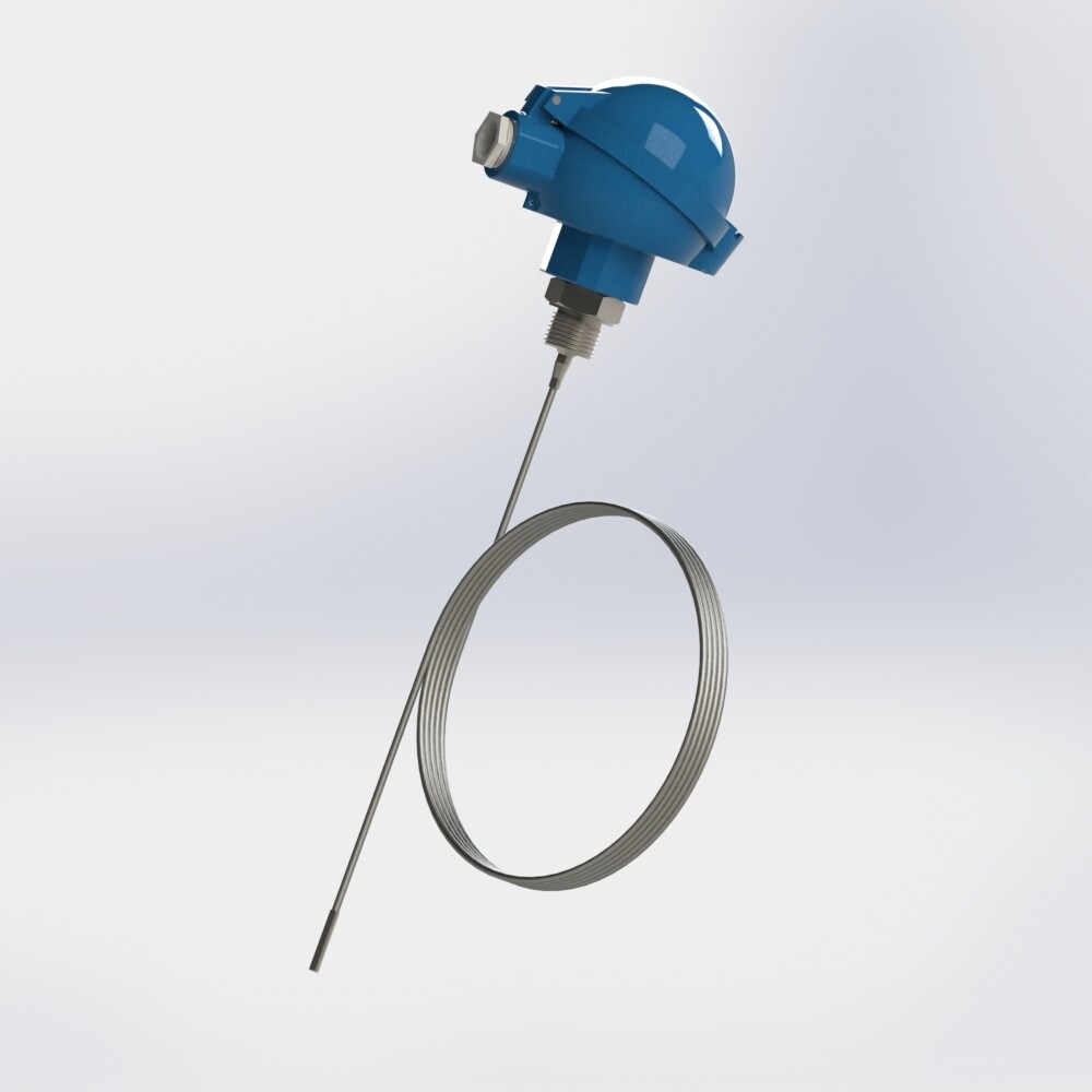 Resistance thermometer flexible mineral insulated resistance with male thread connection BSPP