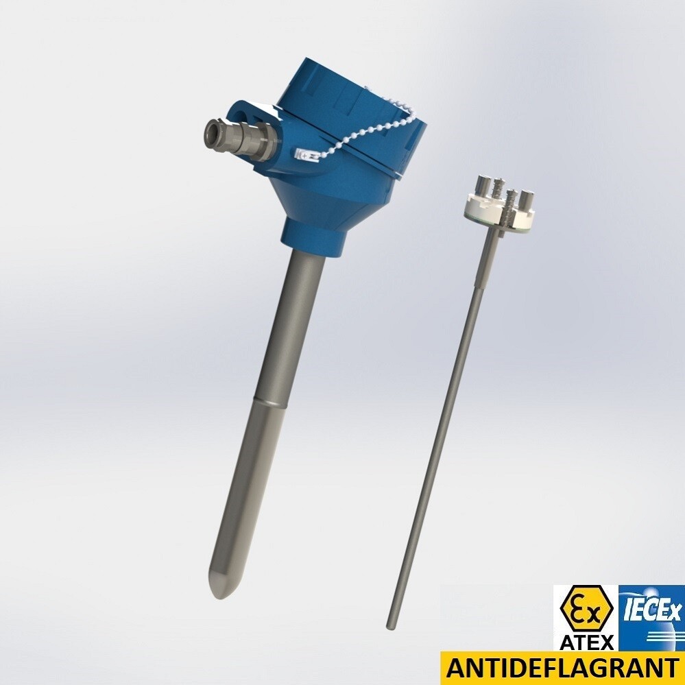 capteur à thermocouple avec élément de mesure interchangeable et deux matières de protecteur sans raccord