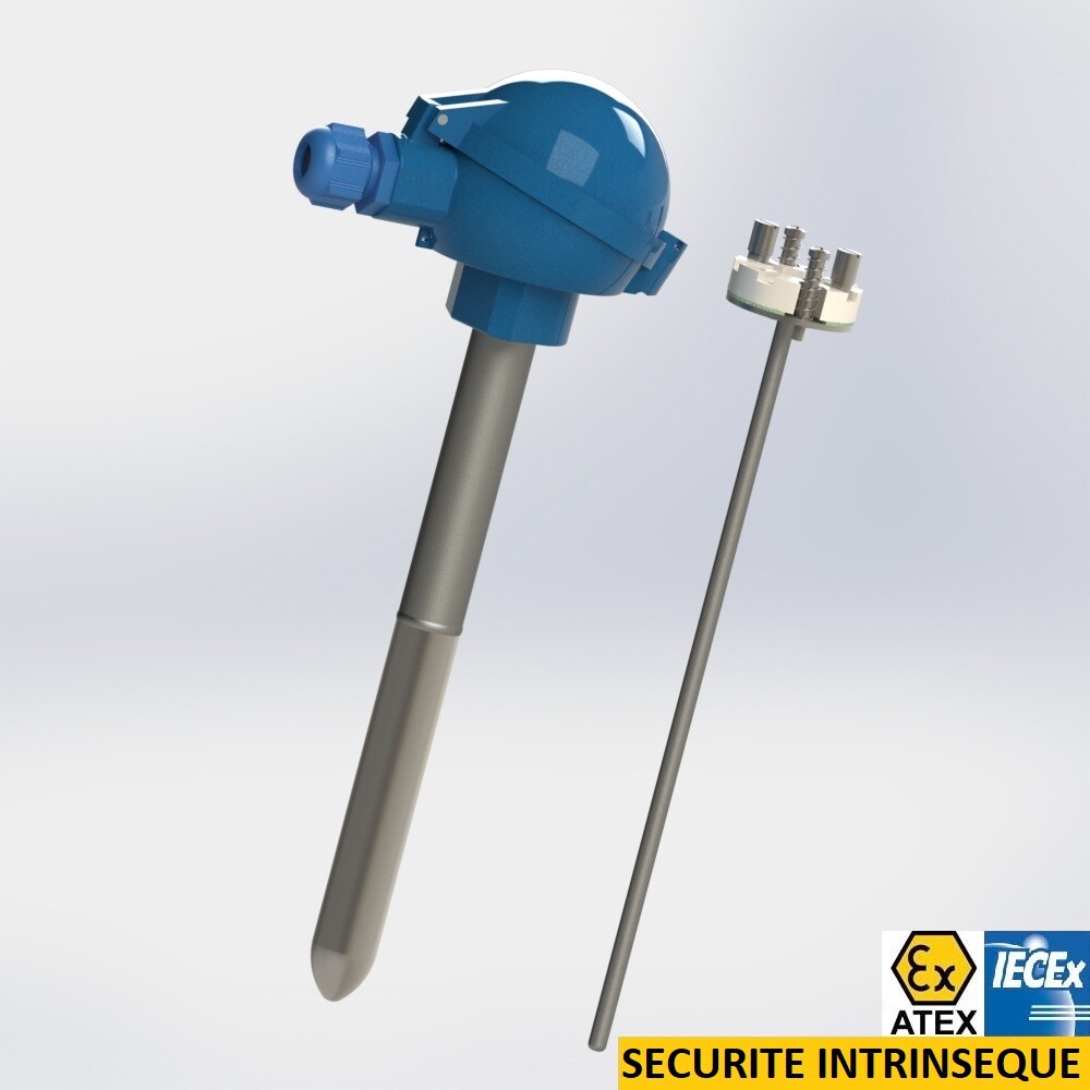 capteur à thermocouple avec élément de mesure interchangeable et deux matières de protecteur sans raccord