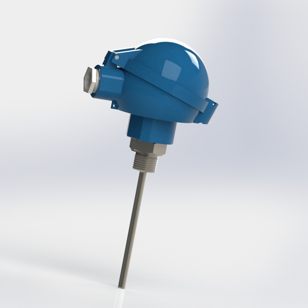 thermocouple with flexible protector and male thread connection BSPP
