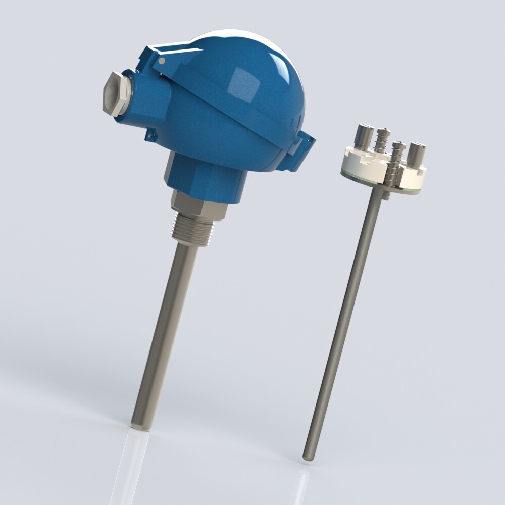 thermocouple with interchangeable element and protector with male thread connection BSPP