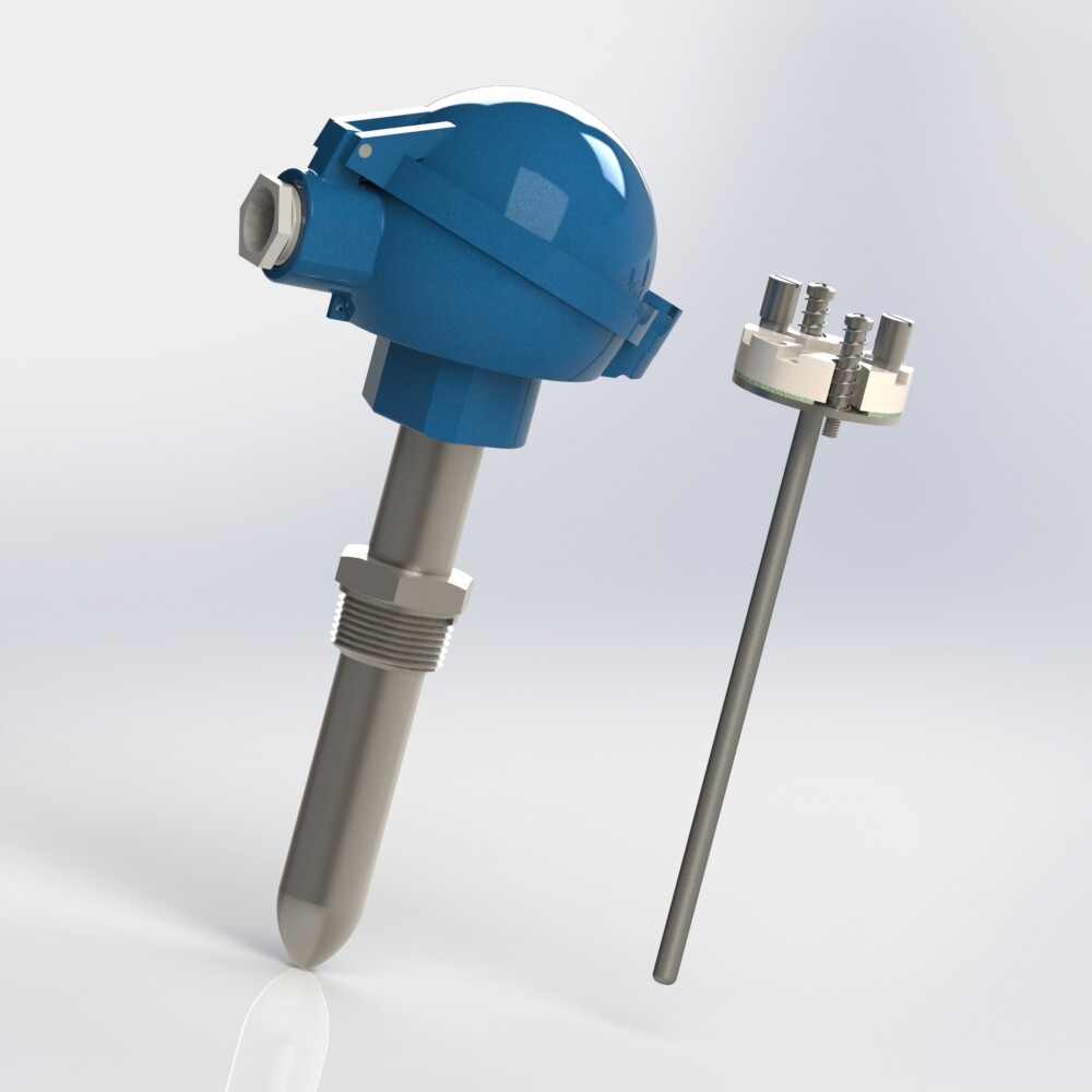 thermocouple with interchangeable element protector with extension and male thread connection NPT