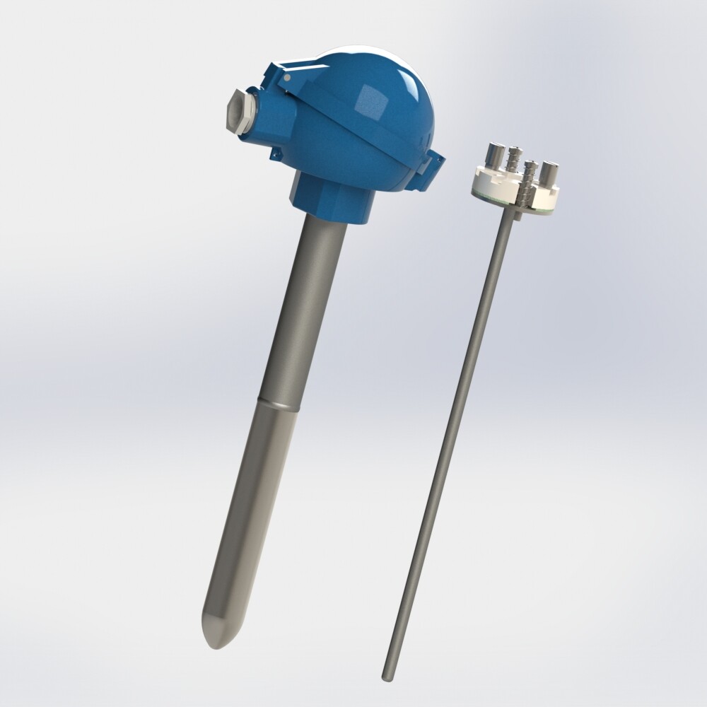 capteur à thermocouple avec élément de mesure interchangeable et protecteur double matière sans raccord