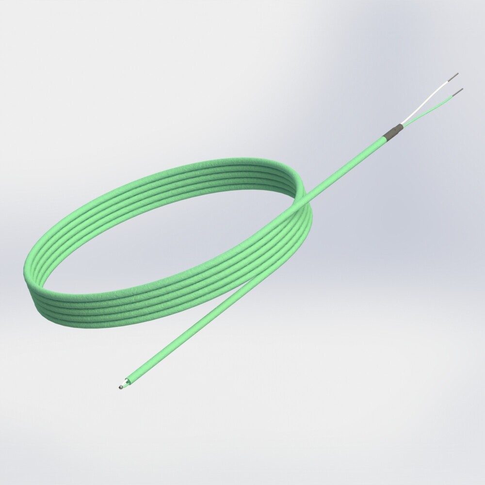 thermocouple with cable and air exposed hot junction