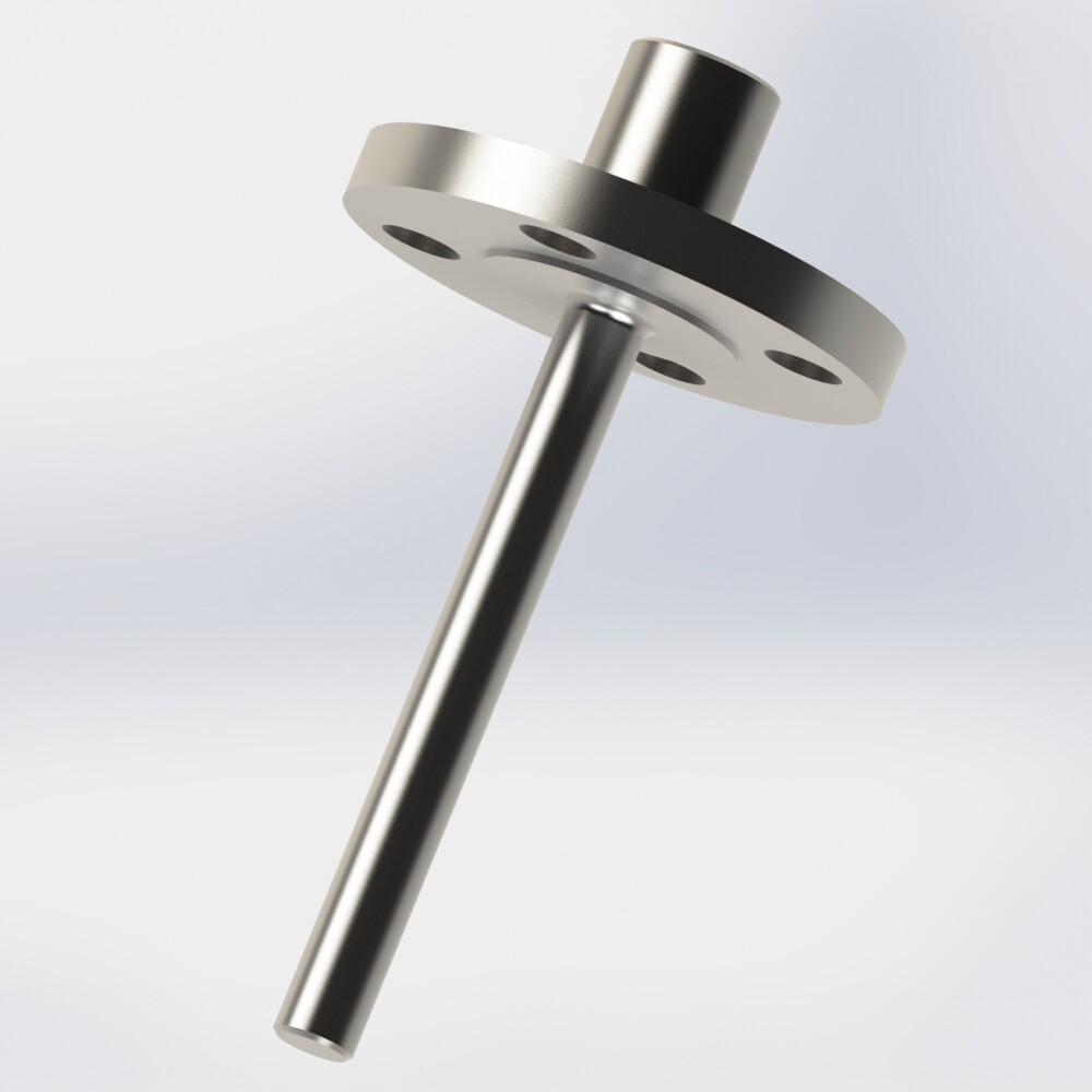 Straight barstock thermowell assembly with flange