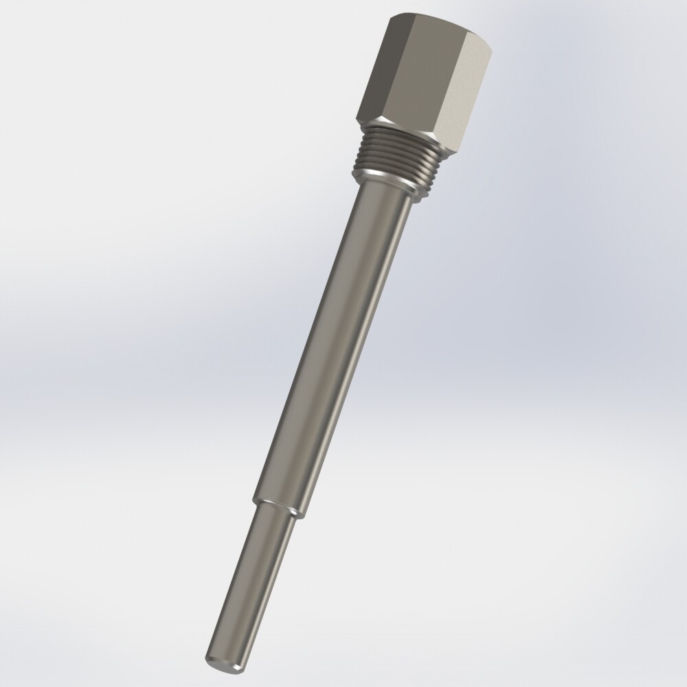 Barstock screw-in thermowell straight form with shrinked tip and male thread connection NPT